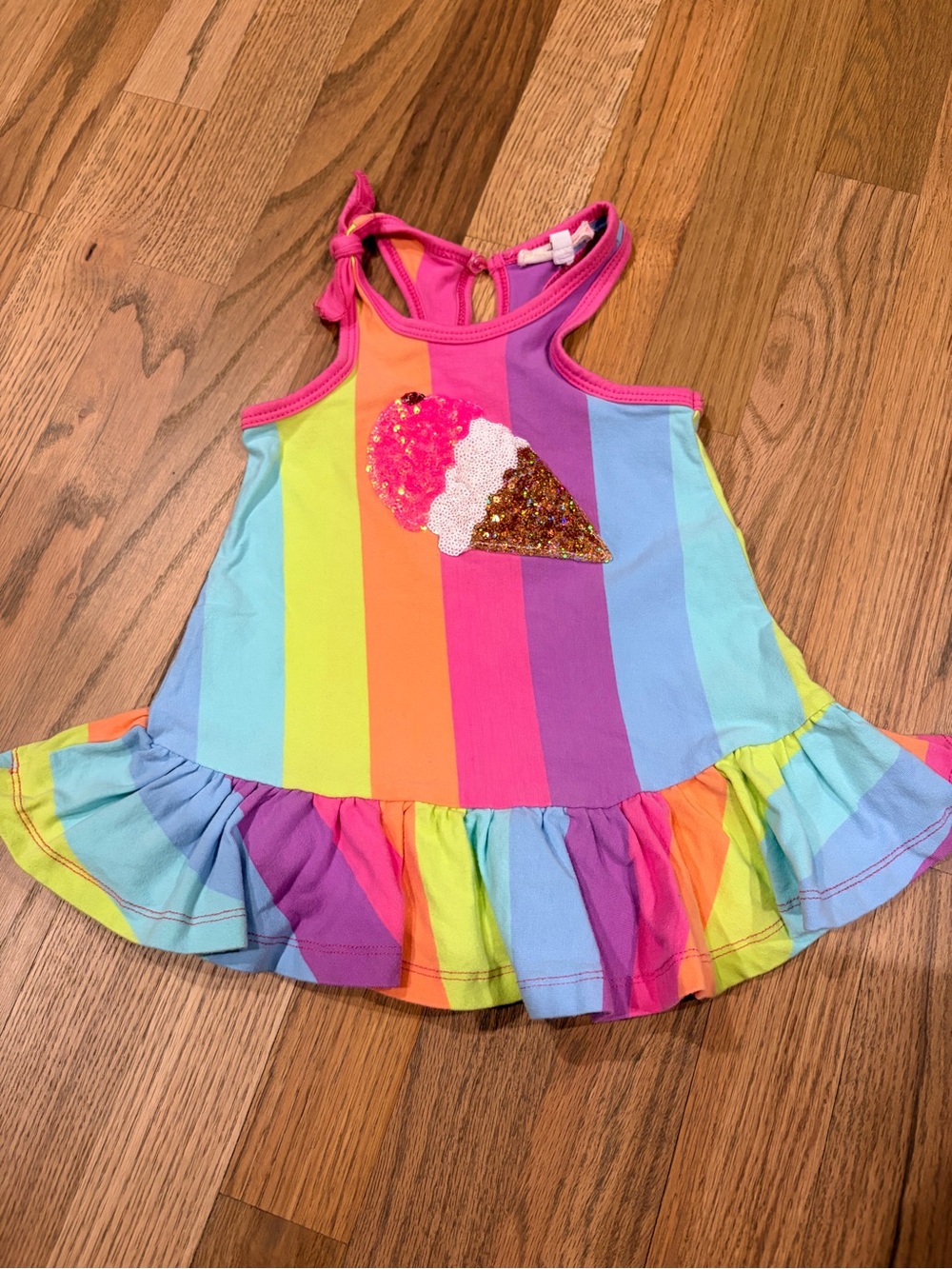 Baby Sara baby girl sequin racerback ice cream dress with rainbow stripes